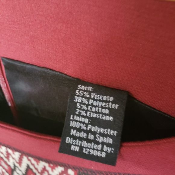 Desigual XLarge NWT Red Burgundy Patchwork Sheath Dress - Red Sweaterdress - Picture 4 of 13